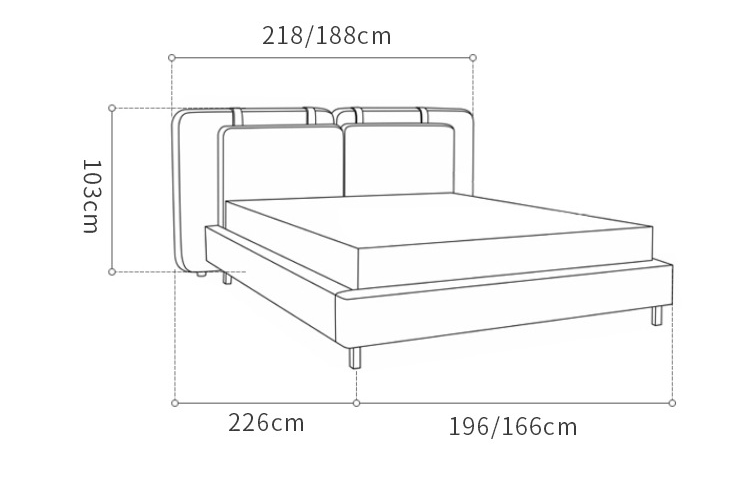 kích thước giường da minotti