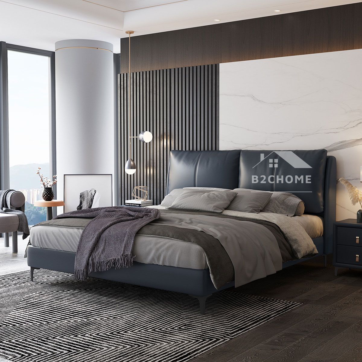 Giường ngủ bọc da Z08 sang trọng Giường ngủ bọc da Z08 sang trọng