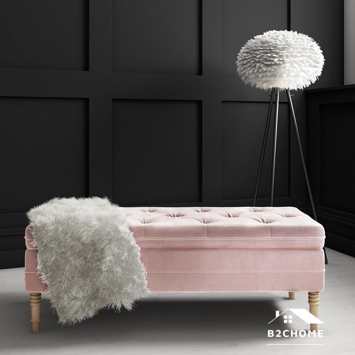 sofa băng không tựa màu hồng